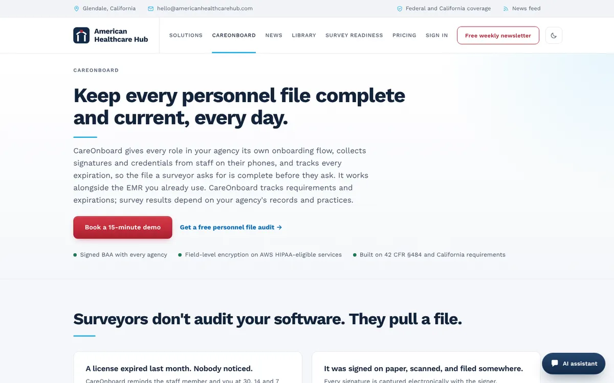 CareOnboard: personnel files that build themselves.