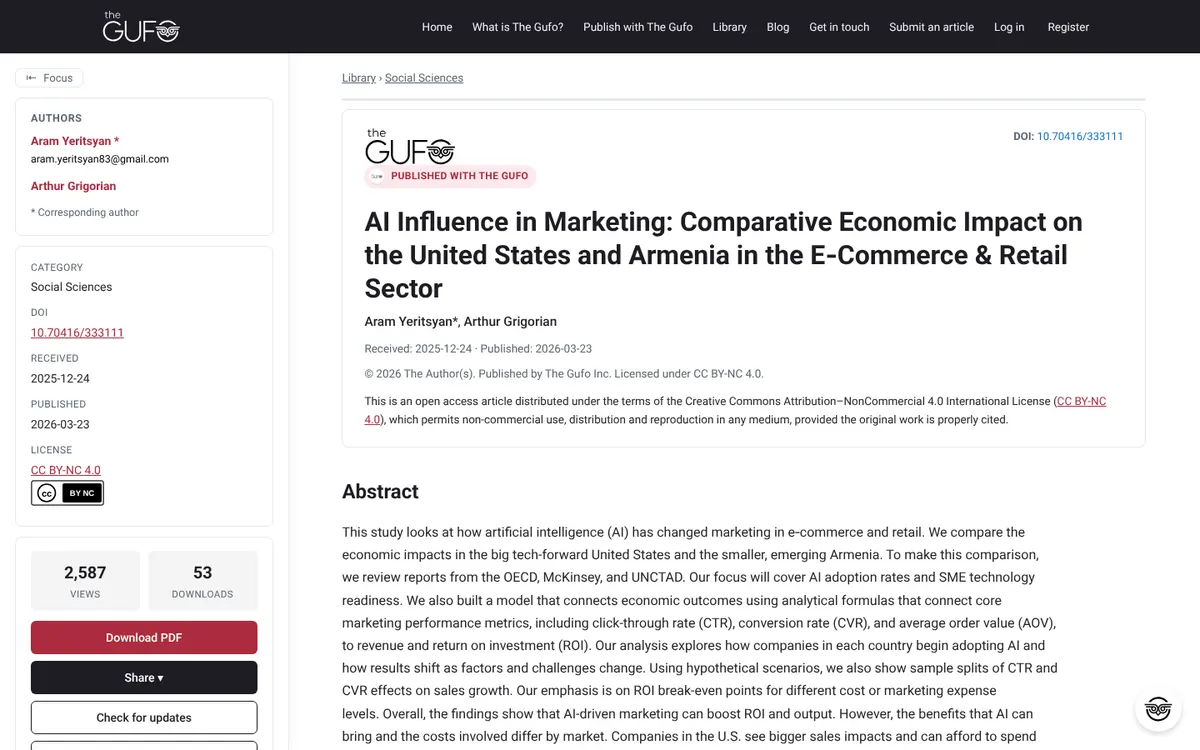 A published article page with DOI and license.
