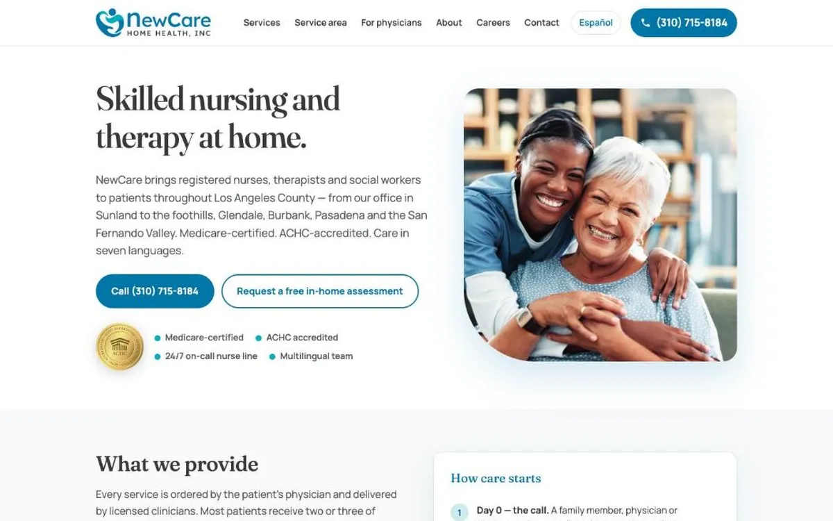 NewCare Home Health homepage